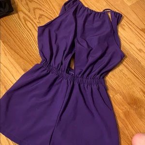 Purple open back romper